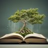 open book with a tree growing out of it, in the style of nature-inspired shapes, uhd image, rinpa school, light gray and green, exuberant, symbolic images, industrialization --ar 76:51 --v 5.2 Job ID: f69f94d1-cf62-4240-b4be-890dd58c3290